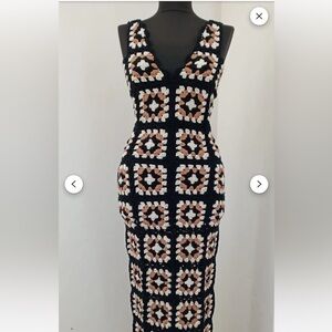 Sz M - L⭐️New Handmade Open Knit Crochet Long Dress.